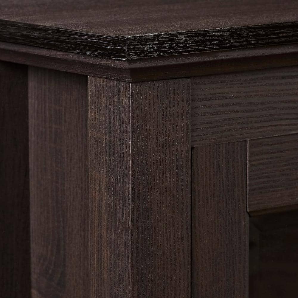 Espresso Corner TV Console with Cabinet and Glass Doors