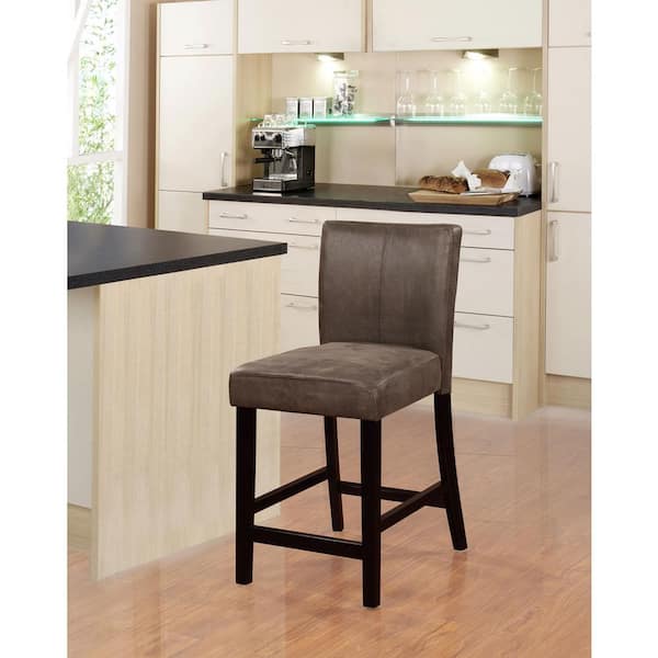 Linon Home Decor Morocco 24 in. Charcoal Cushioned Bar Stool