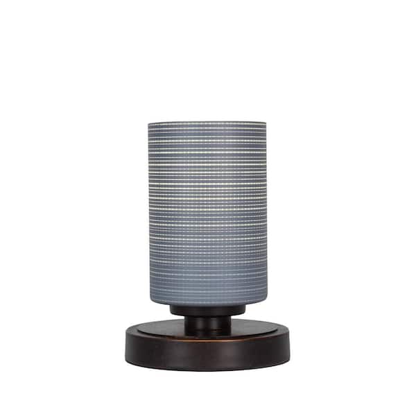 Unbranded Quincy 8 in. Dark Granite Accent Lamp with 4 in. Gray Matrix Glass Shade, No Bulb Included