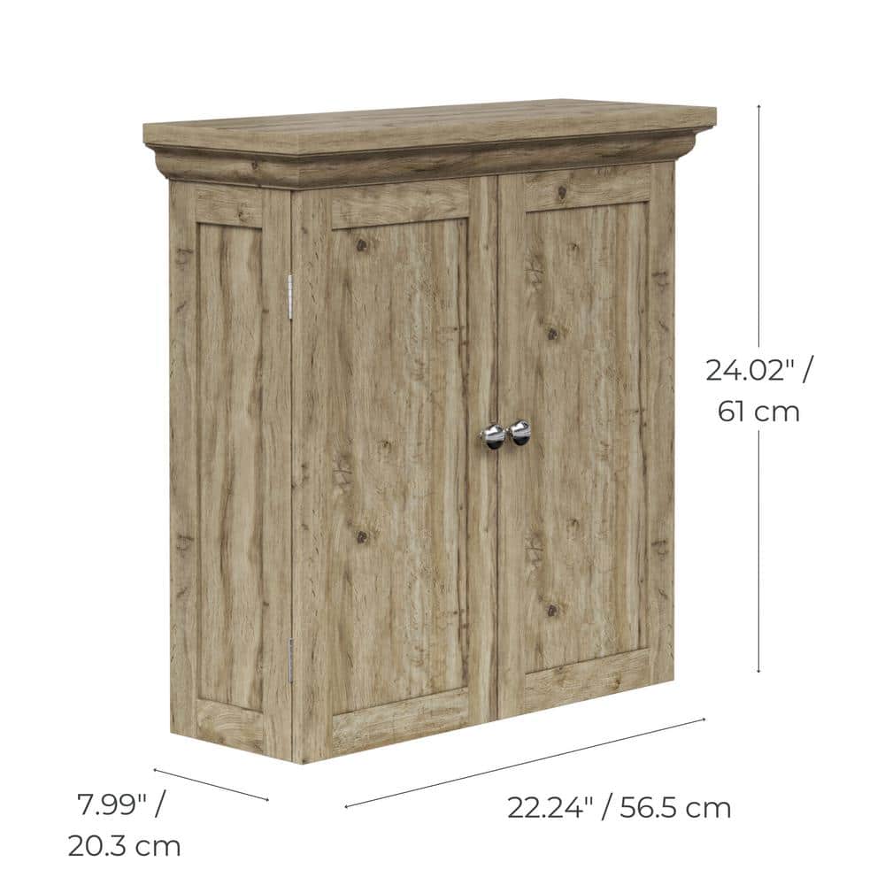 Light Oak Bathroom Wall Cabinet with Adjustable Shelves