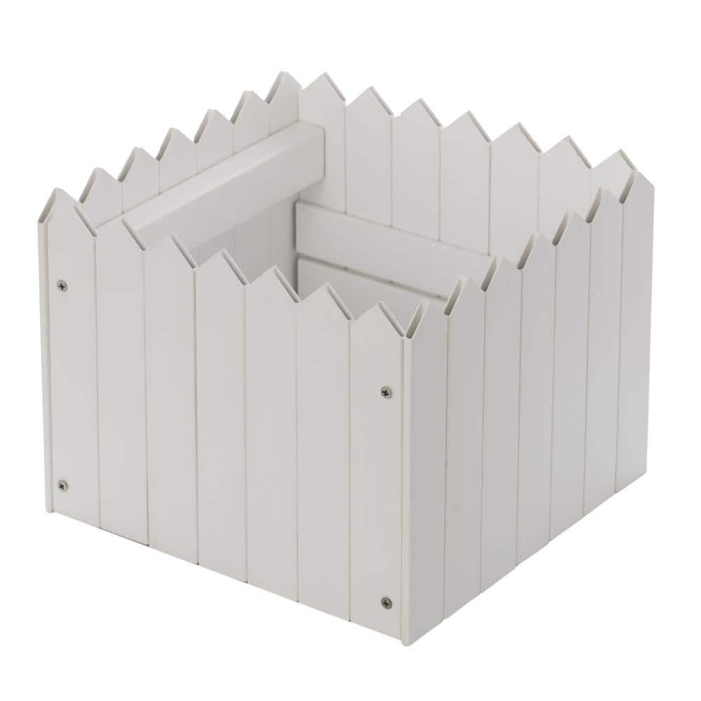 Traditional Square White Vinyl Outdoor Planter Box, 10.5"