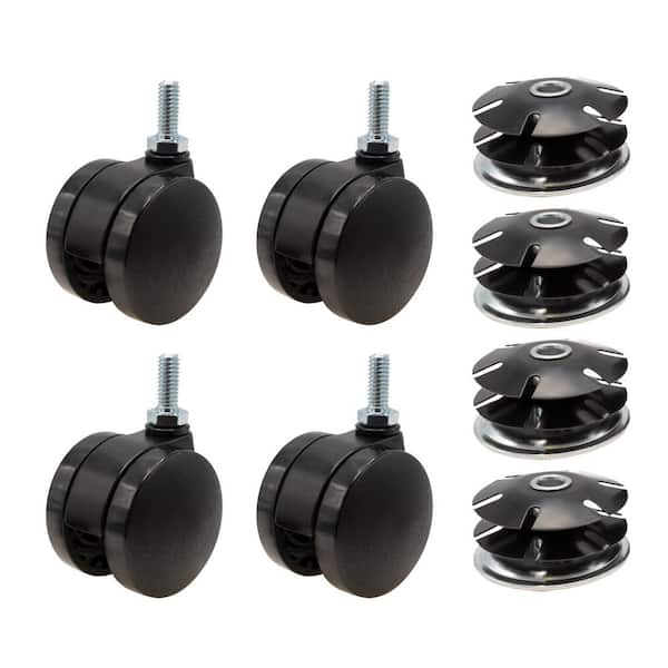 Outwater 2 in. Black Furniture Swivel Caster with 440 lbs. Load Rating for 2 in. Round, 16 up to 18 gauge tubing (4-Pack)