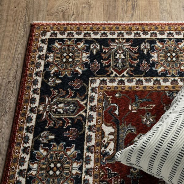 2' X 3' Tan Light Blue And Orange Floral Area Rug With Fringe