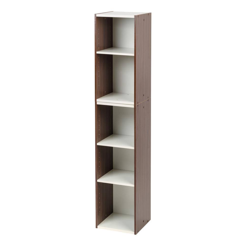 Walnut Brown Adjustable 2-Tier Bookshelf for Space Saving