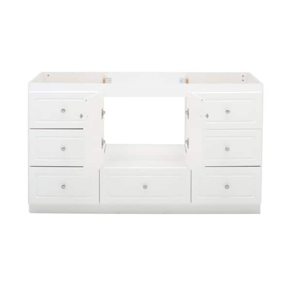 Ultraline 60 in. W x 21 in. D x 34.5 in. H Vanity for Center Basin Cabinet Only in Satin White Ultraline 60 in. W x 21 in. D x 34.5 in. H Vanity for Center Basin Cabinet Only in Satin White