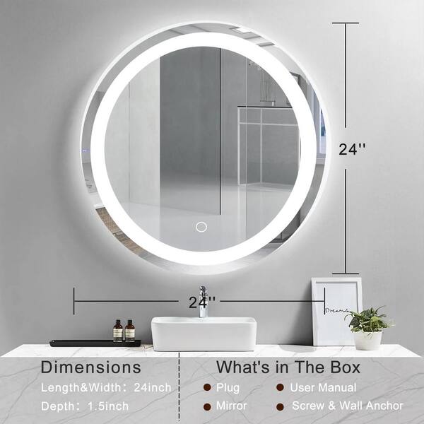 Royo Aura Gold 24 Modern Round LED Mirror