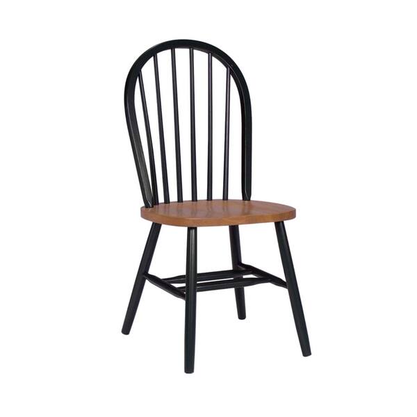 International Concepts Black and Cherry Wood Spindle Back Windsor Dining Chair