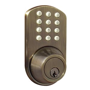 Single Cylinder Antique Brass Electronic Touch Pad Deadbolt