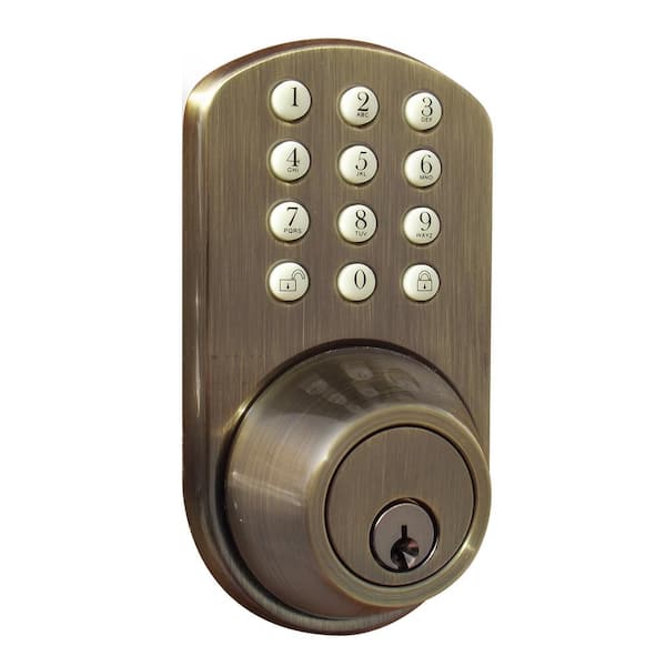 Morning Industry Single Cylinder Antique Brass Electronic Touch Pad Deadbolt