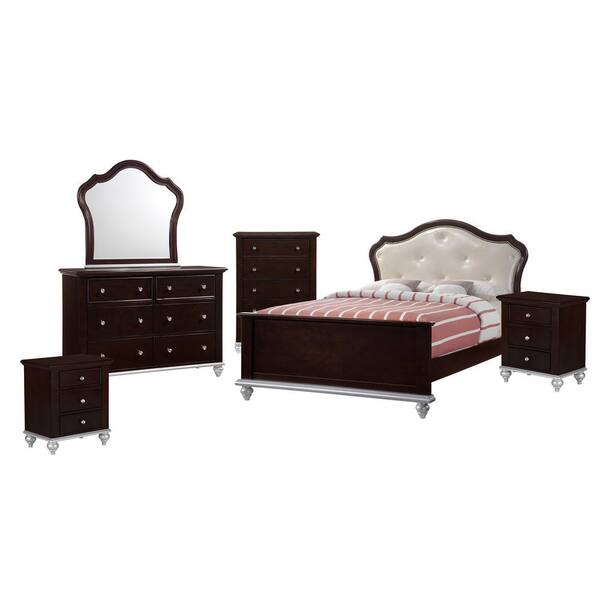 Picket House Furnishings Alli 6-Piece Walnut Full Platform Bedroom Set with Storage Trundle