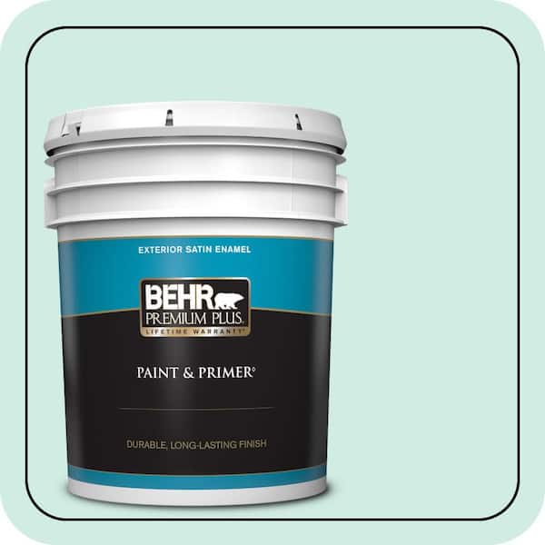 BEHR PREMIUM PLUS 5 gal. Home Decorators Collection #HDC-MD-19 Soft Mint Satin Enamel Exterior Paint & Primer