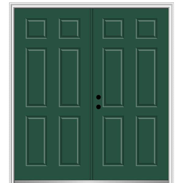 MMI DOOR 60 in. x 80 in. Classic Right-Hand Inswing 6-Panel Painted Fiberglass Smooth Prehung Front Door with Brickmould