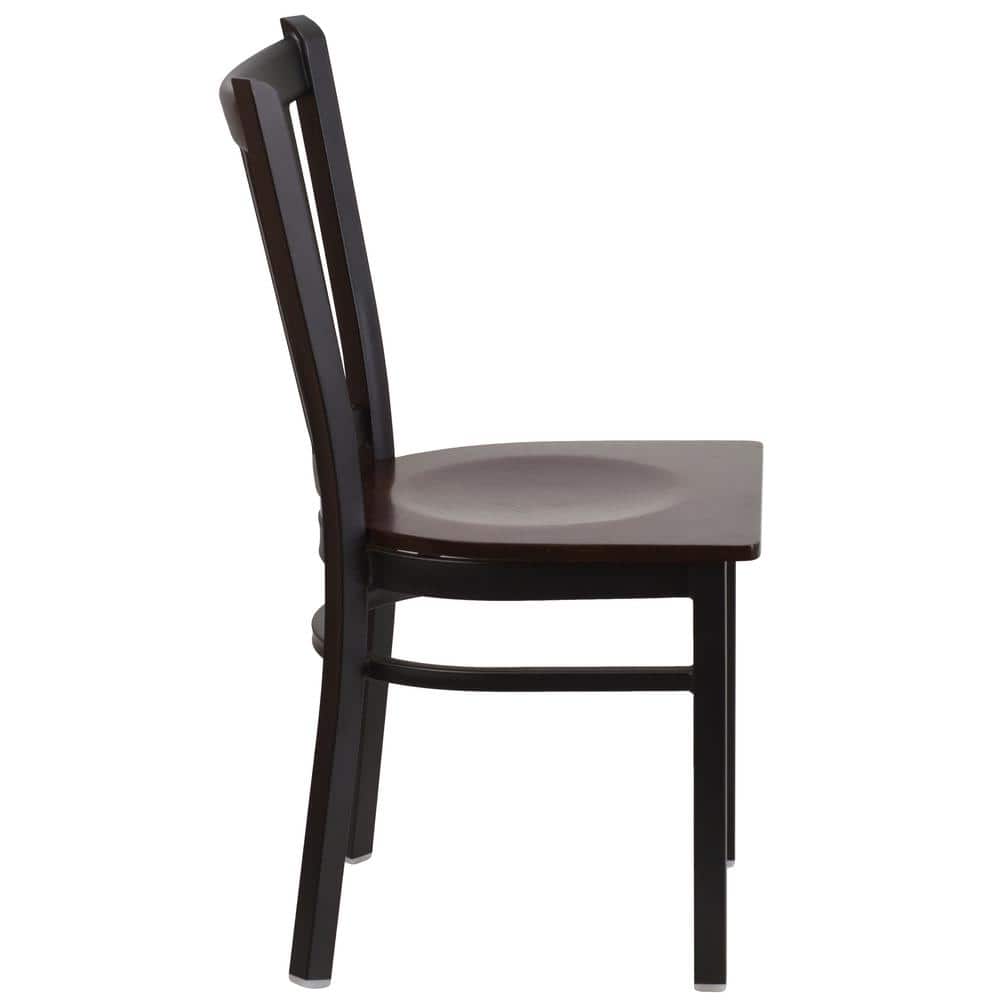 Windsor High Slat Side Chair in Black Steel & Walnut Wood