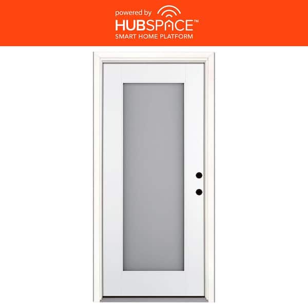 Feather River Doors Smart Glass 36 in. x 80 in. Left Hand Inswing 1-Lite Smooth Unfinished Fiberglass Prehung Front Door