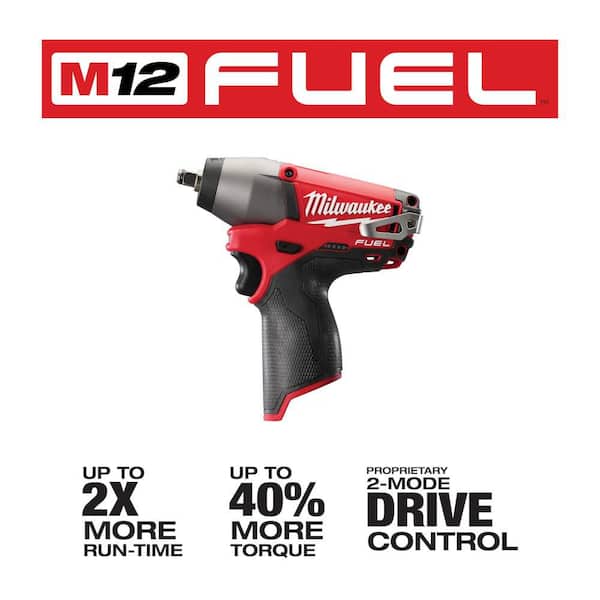 M12 12V Lithium-Ion Cordless FUEL 3/8 in. Impact Wrench and Grease Gun Combo Kit (2-Tool)