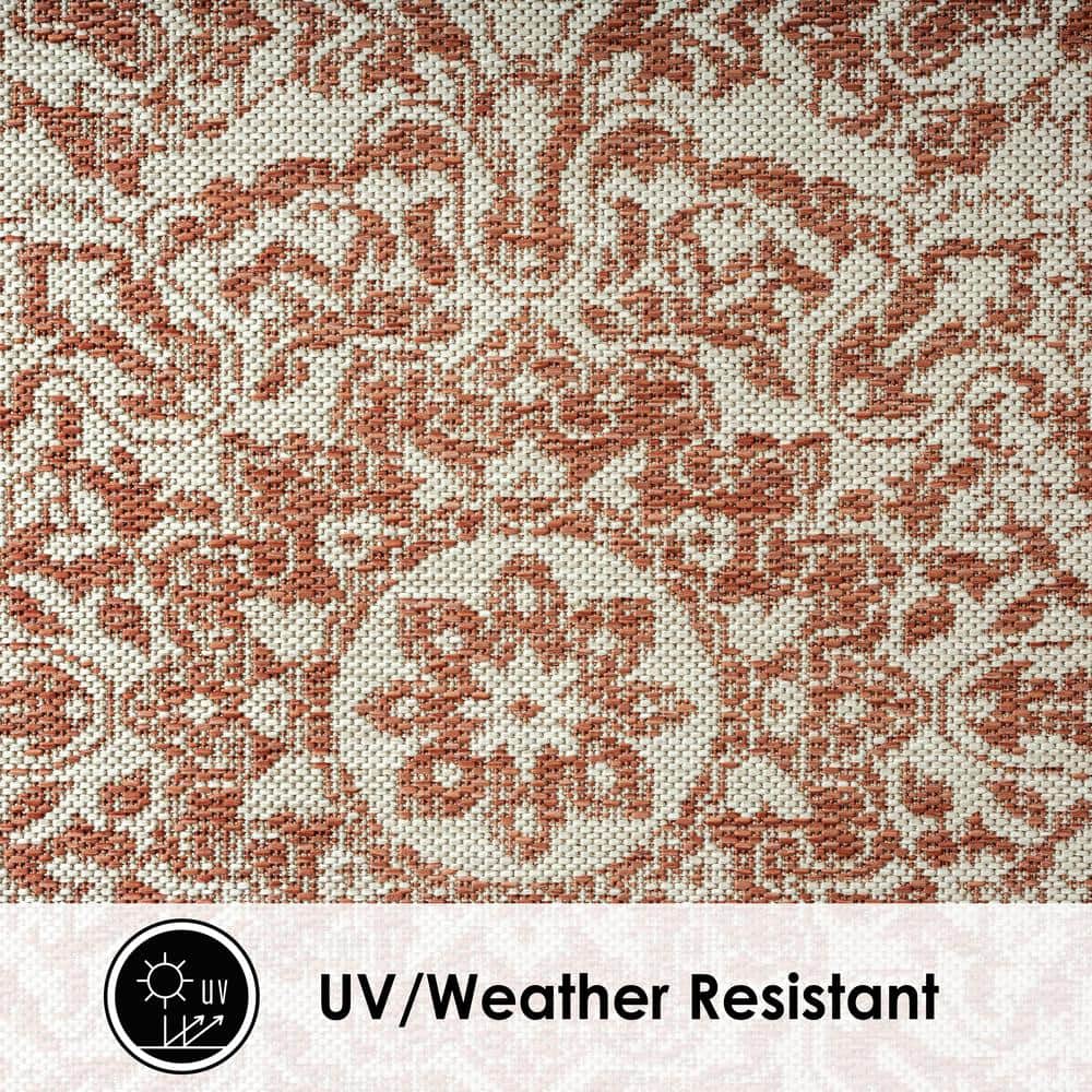 Reversible Rust Medallion 5' x 7' Synthetic Easy-Care Area Rug