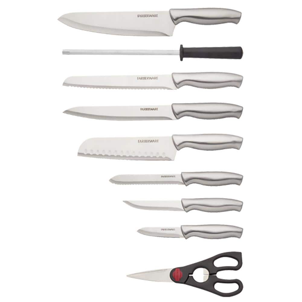 15-Piece High Carbon Stainless Steel Knife Block Set with Ergonomic Handles