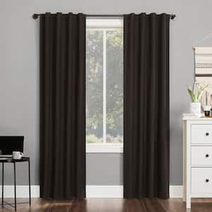 Cyrus Cocoa Polyester Solid 40 in. W x 63 in. L Noise Cancelling Grommet Blackout Curtain
