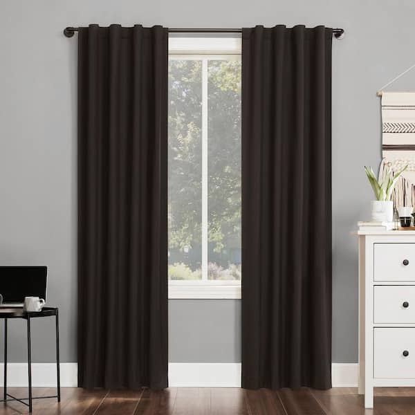 Sun Zero Cyrus Cocoa Polyester Solid 40 in. W x 63 in. L Noise Cancelling Grommet Blackout Curtain