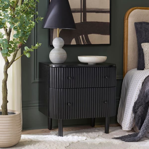 Himanshu Black 2-Drawer Nightstand