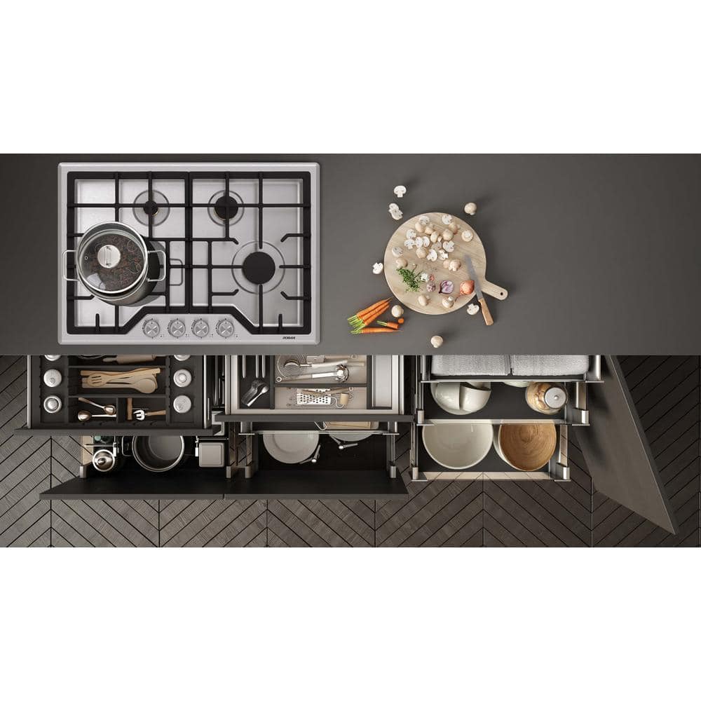 ROBAM 30" Stainless Steel 4-Burner Gas Cooktop with Brass Burners