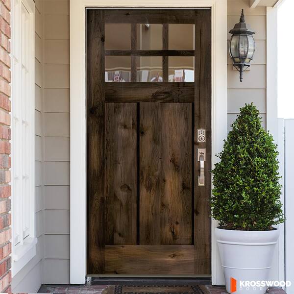 Krosswood Doors 32in.x80in. KnottyAlder LH 6-Lite Clear Glass