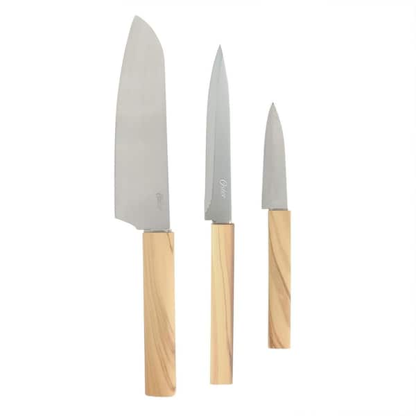 3 Piece Stainless Steel Cutlery Set with Faux Wood Handles
