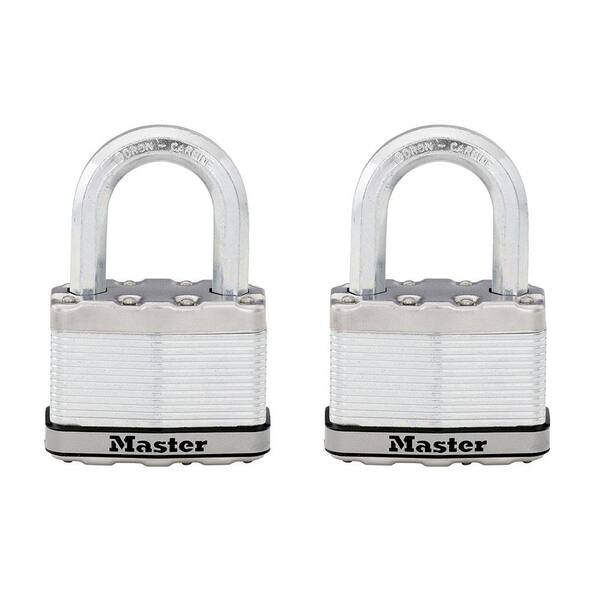 Master Lock Heavy Duty Outdoor Padlock with Key, 2-1/2 in. Wide, 1-1/2 in. Shackle, 2 Pack