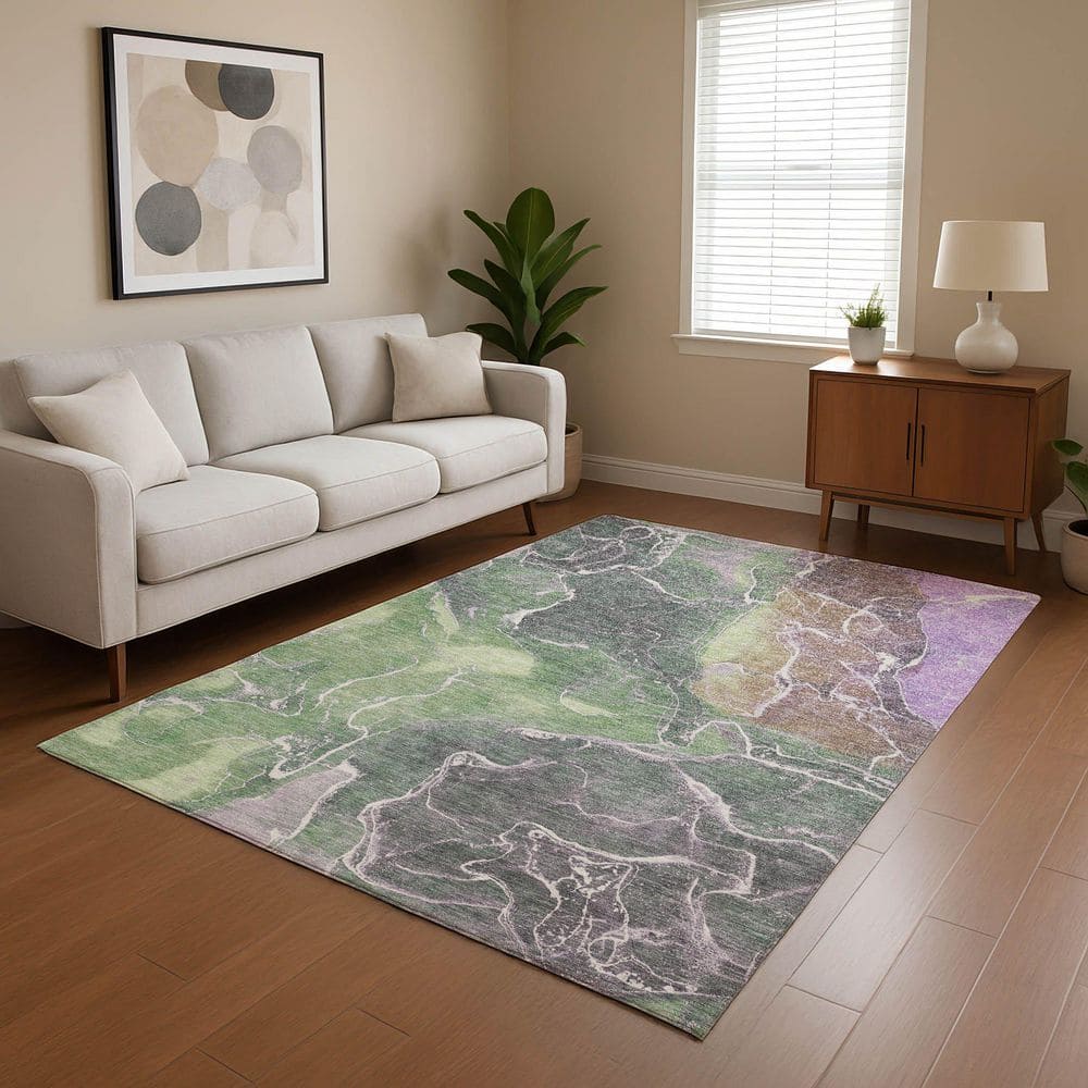 Mayfield Premium Machine Washable Abstract AMF1782 Green 9 ft. x 12 ft. Area Rug price history on PriceWatchPro
