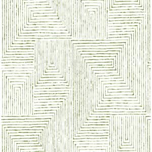 Merritt Green Geometric Green Wallpaper Sample
