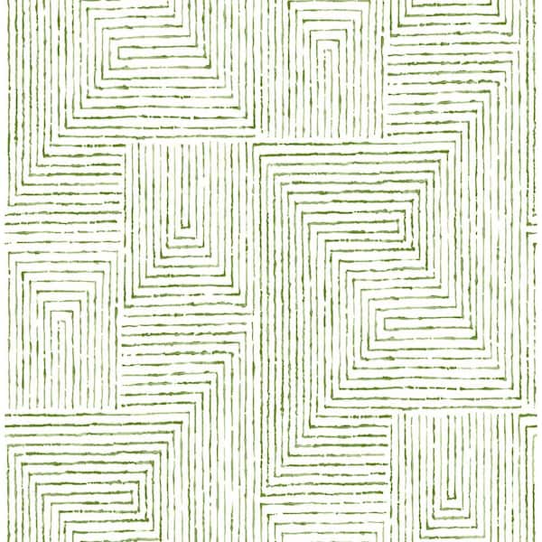 SCOTT LIVING Merritt Green Geometric Green Wallpaper Sample