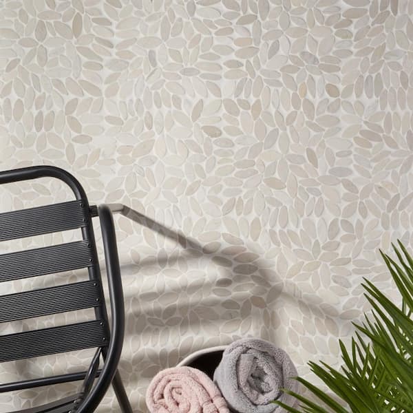 Countryside Flower White 11.81 in. x 11.81 in. Natural Stone Floor and Wall Mosaic Tile (0.97 sq. ft./Each)