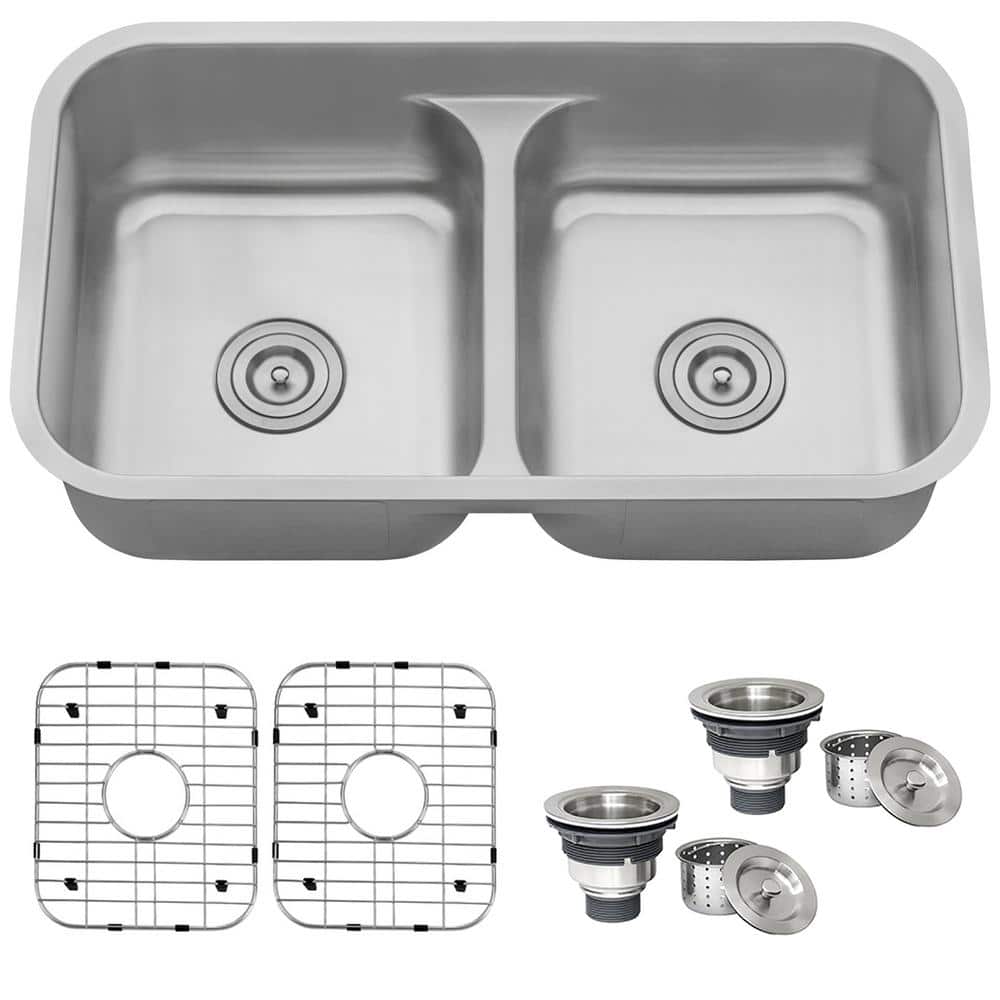 Ruvati 34-inch Stainless Steel Double Bowl Undermount Kitchen Sink