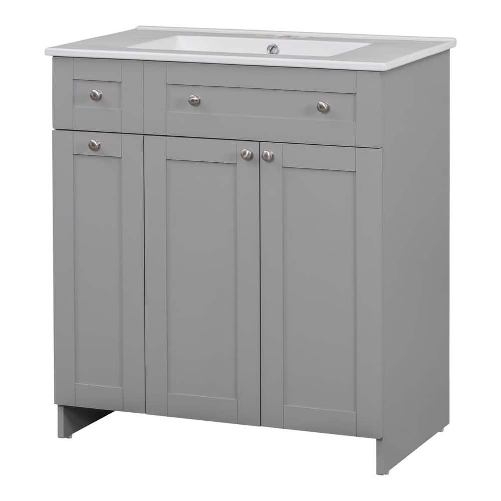 30 in. W White Bathroom Vanity with Single Sink, Combo Cabinet Undermount S