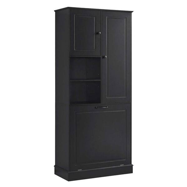XUJMK 30 in. W x 14 in. D x 68 in. H Black Linen Cabinet, Bathroom