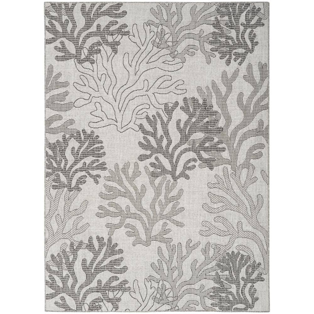 Nourison Garden Oasis Grey 6 ft. x 9 ft. Nature-inspired Contemporary Area Rug