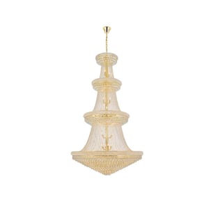 Timeless Home 54 in. L x 54 in. W x 96 in. H 48-Light Gold Transitional Chandelier with Clear Crystal