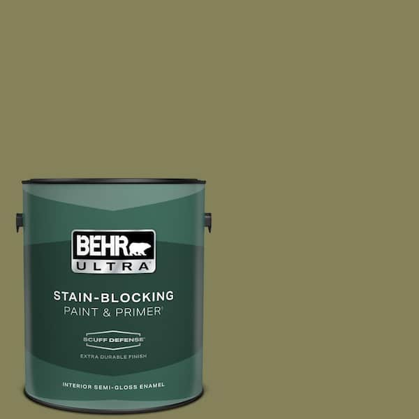 BEHR ULTRA 1 gal. #PMD-47 Martini Olive Extra Durable Semi-Gloss Enamel Interior Paint & Primer