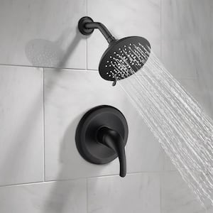 Wall Mount Single Handle 5-Spray Round High Pressure Shower Faucet In Matte Black (Valve Included)