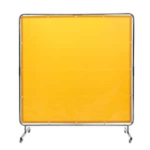 Welding Screen with Frame 6 ft. x 6 ft. Welding Curtain Screen Flame-Resistant Vinyl Welding Protection Screen Yellow