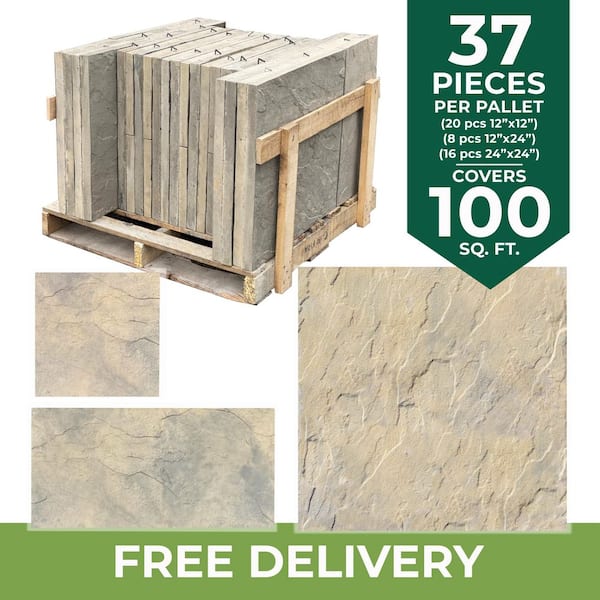 Patio-on-a-Pallet 10 ft. x 10 ft. Tan Variegated Dutch York-Stone Concrete Pavers (44 Pieces/100 sq. ft.)