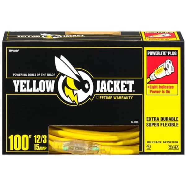 Yellow Jacket 100 ft. 12/3 SJTW Outdoor Heavy-Duty Extension Cord