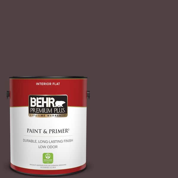 BEHR PREMIUM PLUS 1 gal. #BXC-87 Rich Bordeaux Flat Low Odor Interior Paint & Primer