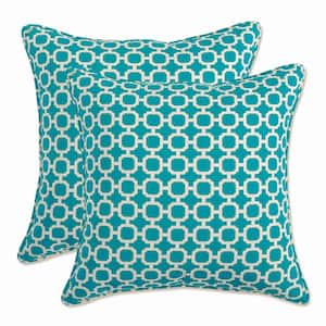 Green Square Outdoor Square Throw Pillow 2-Pack