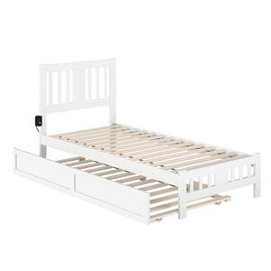 AFI Tahoe Queen Bed with Footboard and Twin Extra Long Trundle in White ...