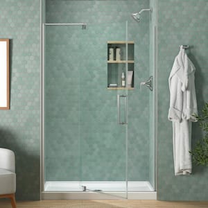Echelon 48 in. x 70 in. Frameless Pivot Shower Door in Bright Polished Silver with Clear Glass