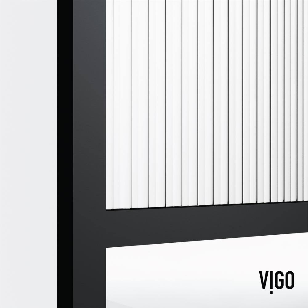 Essex Matte Black 34" x 74" Framed Fluted Glass Shower Screen