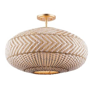 00633779095924, [ 22 in .] Zanzibar 4-Light Soft Gold Semi Flush Mount