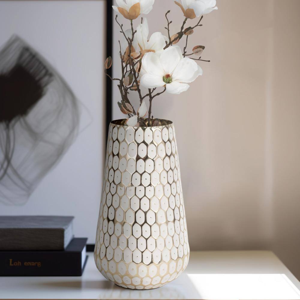 11 in. Gold Metal Geometric Cylinder Tribal Decorative Vase price history on PriceWatchPro