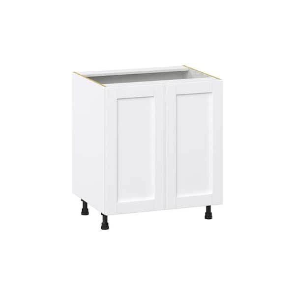 J COLLECTION Milton 30 in. W x 24 in. D x 34.5 in. H Assembled Shaker Sink Base Kitchen Cabinet in Bright White